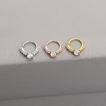 316L Surgical Stainless Steel Micro Pave Clear Cubic Zirconia Cartilage Earrings WG933E5-07-1
