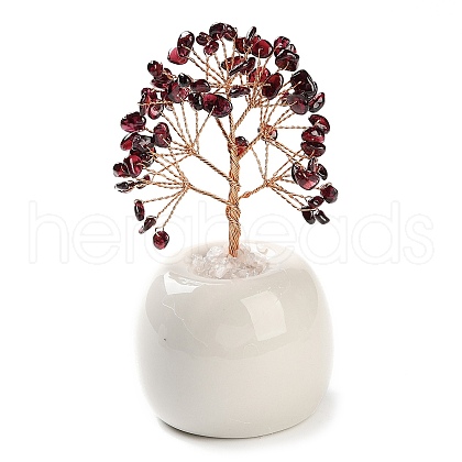 Natural Garnet Chips Tree of Life Decorations DJEW-C016-02D-1