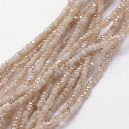 Electroplate Opaque Glass Beads Strands X-EGLA-J144-HR-B06-1
