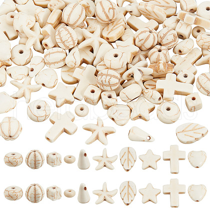 GOMAKERER 100Pcs 10 Styles Synthetic Howlite Beads G-GO0001-20-1
