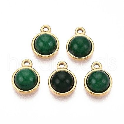 Natural Green Aventurine Half Round Charms STAS-N109-213C-G-1