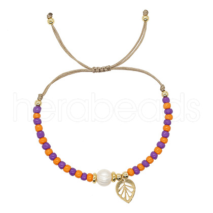 Glass Beads Braided Bead Bracelets DQ4194-3-1
