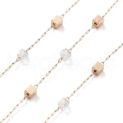 Handmade Brass & Glass Bead Chains CHC-L051-07KCG-03-1