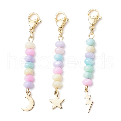 3Pcs 304 Stainless Steel with Dyed Natural Freshwater Shell Bead Pendant Decoration HJEW-JM03187-01-1