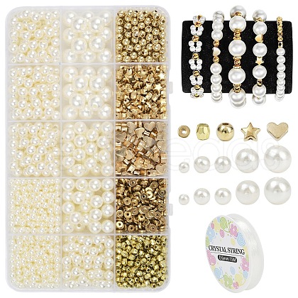DIY ABS Plastic Pearl & CCB Plastic Beads Stretch Bracelets Making Kits DIY-YW0011-67-1