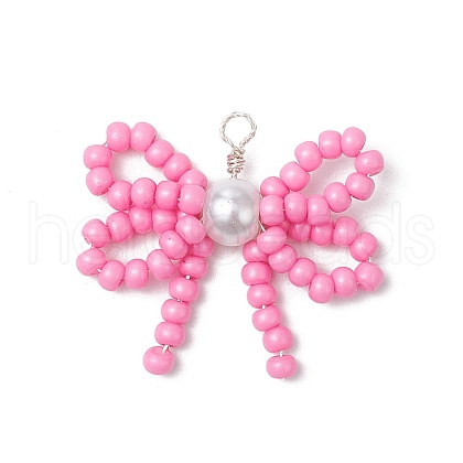 Handmade Glass Seed Beaded Pendants PALLOY-MZ00768-04-1