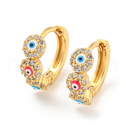 Evil Eye Real 18K Gold Plated Brass Hoop Earrings EJEW-L269-081G-1