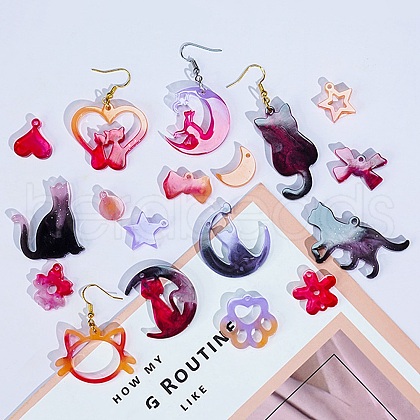 Kitten Earrings Pendants DIY Silicone Mold DIY-Q033-08C-1