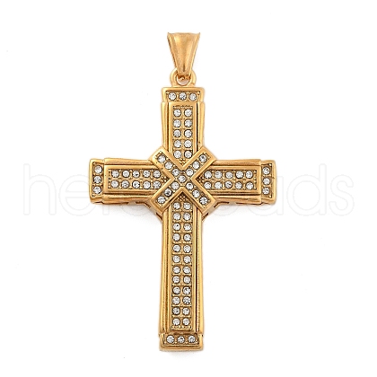 304 Stainless Steel Rhinestone Pendants STAS-G346-51G-1