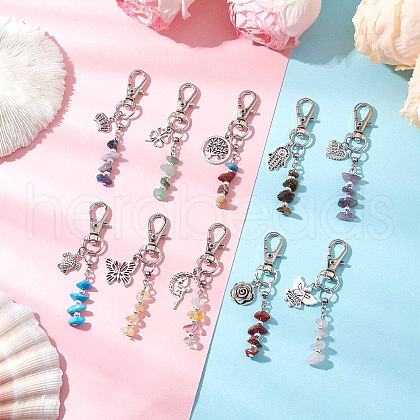 Natural & Synthetic Gemstone Chip Beaded Pendant Decorations HJEW-JM03265-1