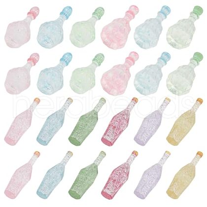 Olycraft 70Pcs 12 Styles Dummy Bottle Transparent Resin Cabochon RESI-OC0001-48-1