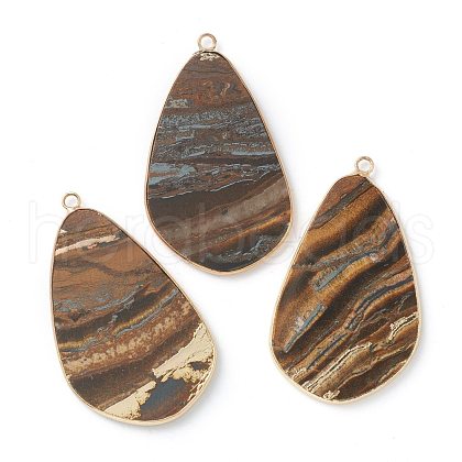 Natural Tiger Eye Pendants G-B009-08G-F-1