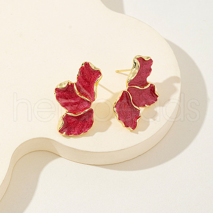 Flower Alloy Enamel Stud Earrings FS-WG50345-03-1