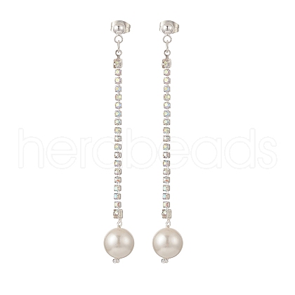Brass Rhinestone Strass Chains Dangle Stud Earrings EJEW-TA00195-1