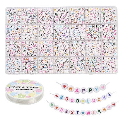 DIY Flat Round Acrylic Beads Stretch Bracelets Making Kits DIY-YW0011-69-1