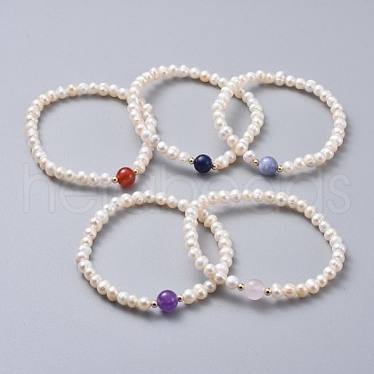 Stretch Grade A Natural Freshwater Pearl Bracelets BJEW-JB04623-1