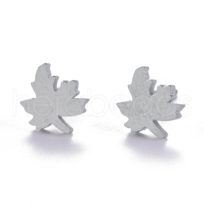 Autumn Theme Unisex 304 Stainless Steel Stud Earrings EJEW-E254-10P-1