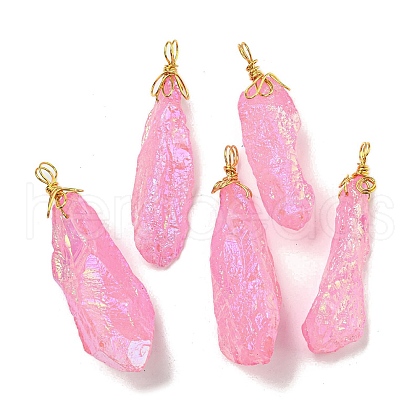 Electroplated Raw Rough Natural Quartz Crystal Big Pendants G-A229-02G-05-1