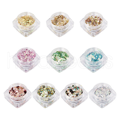 10 Boxes 10 Colors PET Shiny Nail Art Glitter MRMJ-TA0001-33-1