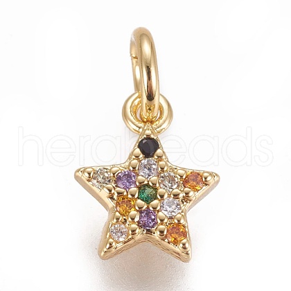 Brass Micro Pave Cubic Zirconia Charms X-ZIRC-E145-78G-1