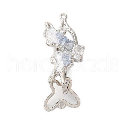 Brass Micro Pave Clear Cubic Zirconia Fold Over Clasps KK-S382-11P-1