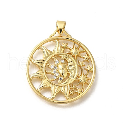 Rack Plating Brass Micro Pave Cubic Zirconia Pendants KK-Z086-62G-01-1