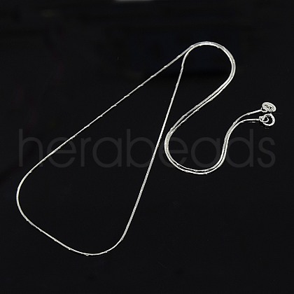 Anti-Tarnish Trendy Unisex Rhodium Plated 925 Sterling Silver Snake Chain Necklaces STER-M034-A-09-1