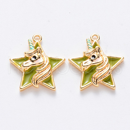Brass Enamel Pendants KK-T049-024G-04-NF-1