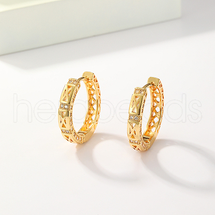 Brass Clear Cubic Zirconia Hoop Earrings BG2697-1