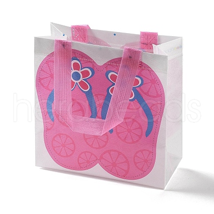 Summer Beach Theme Printed Flip Flops Non-Woven Reusable Folding Gift Bags with Handle ABAG-F009-E03-1