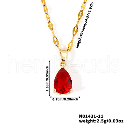 Brass Pave Cubic Zirconia Teardrop Pendant Necklaces for Valentine's Day NV7973-10-1