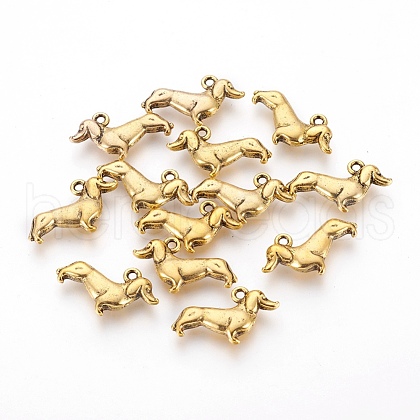 Tibetan Style Alloy Puppy Pendants TIBEP-36546-AG-NR-1