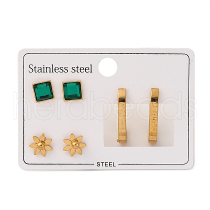 304 Stainless Steel Stud & Hoop Earrring Set for Women EJEW-U063-06B-G-1