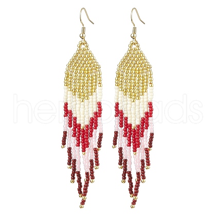 Bohemian Style TOHO Round Seed Tassel Dangle Earrings EJEW-MZ00153-1