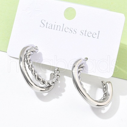 304 Stainless Steel Twist C-Shaped Stud Earrings EJEW-Z098-17P-1