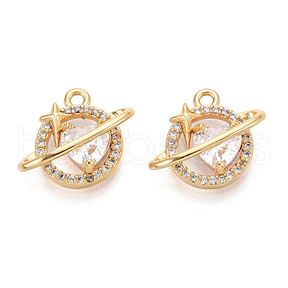 Brass Micro Pave Cubic Zirconia Charms KK-N263-75A-G-1