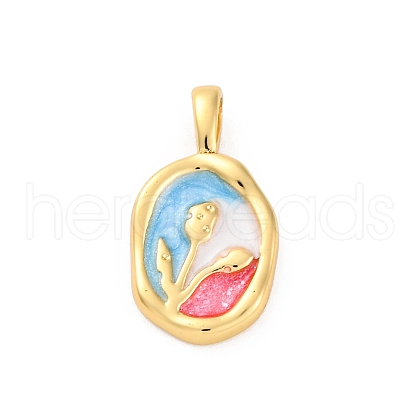 Brass Enamel Pendants KK-Z084-15G-01-1