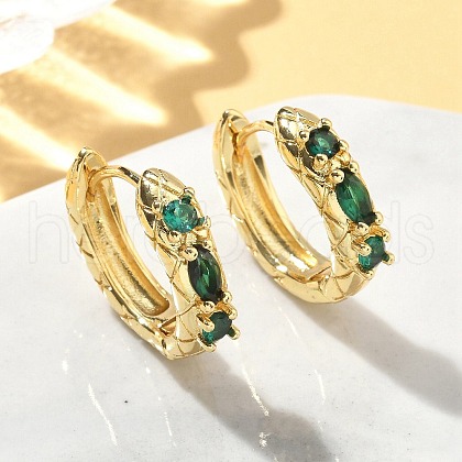 Brass Micro Pave Cubic Zirconia Hoop Earrings EJEW-A132-18G-1