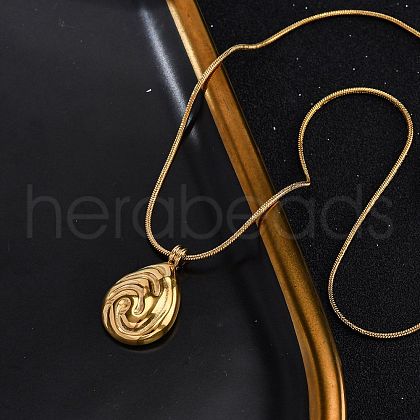 304 Stainless Steel Teardrop Pendant Snake Chain Necklaces NJEW-U026-09G-1