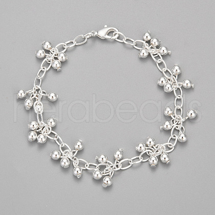 Brass Grape Charm Bracelets For Women BJEW-BB12487-1