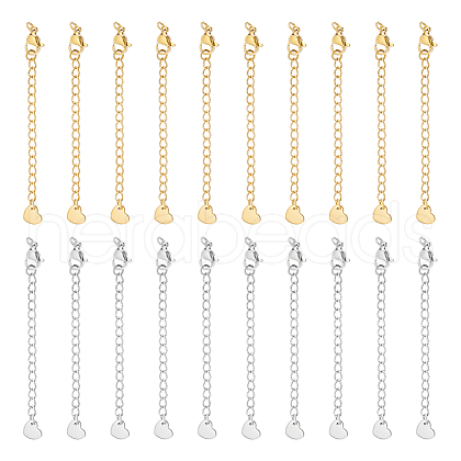 Unicraftale 20Pcs 2 Colors 304 Stainless Steel Curb Chain Extender STAS-UN0060-86-1