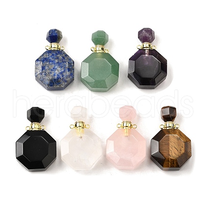 Natural Mixed Stone Perfume Bottle Pendants G-L623-13G-1