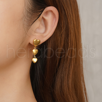 Simple Heart Stainless Steel Dangle Stud Earrings AR2302-2-1