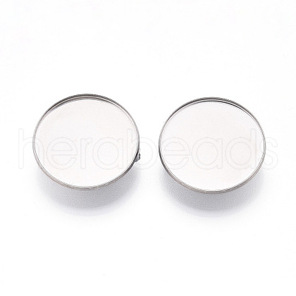 304 Stainless Steel Brooch Cabochon Settings STAS-E547-08F-P-1
