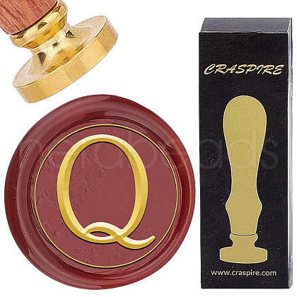 Brass Wax Seal Stamp with Wood Handle AJEW-WH0412-0312-1