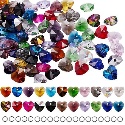 88Pcs 22 Colors Valentine's Day Theme Faceted Heart Charm DIY-SZ0004-62-1