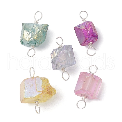 Electroplated Natural Quartz Connector Charms PALLOY-JF02323-02-1