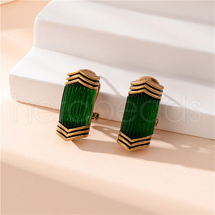 Rectangle Alloy Acrylic Stud Earrings FS-WG120DF-04-1