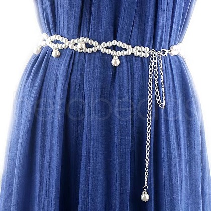 Alloy & Plastic Imitation Pearl Beaded Belly Chains for Women WG270D6-08-1