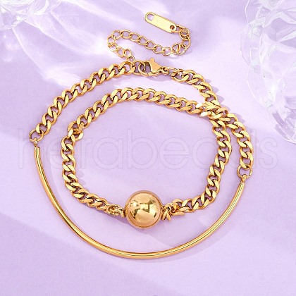304 Stainless Steel Curb Chain Wrap Bracelets for Women BJEW-A036-12G-1